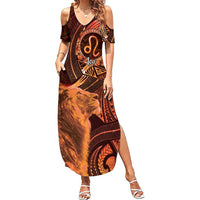 Personalised Polynesia Zodiac Leo Family Matching Summer Maxi Dress and Hawaiian Shirt Galaxy Polynesian Pattern Chest Tattoo Style