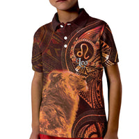 Personalised Polynesia Zodiac Leo Kid Polo Shirt Galaxy Polynesian Pattern Chest Tattoo Style