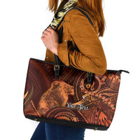 Personalised Polynesia Zodiac Leo Leather Tote Bag Galaxy Polynesian Pattern Chest Tattoo Style
