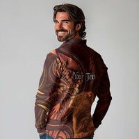 Personalised Polynesia Zodiac Leo Long Sleeve Polo Shirt Galaxy Polynesian Pattern Chest Tattoo Style