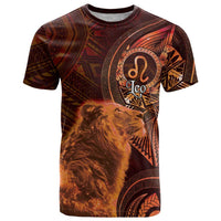 Personalised Polynesia Zodiac Leo T Shirt Galaxy Polynesian Pattern Chest Tattoo Style