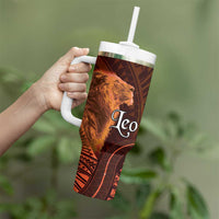 Personalised Polynesia Zodiac Leo Tumbler With Handle Galaxy Polynesian Pattern Chest Tattoo Style