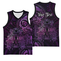 Personalised Polynesia Zodiac Virgo Basketball Jersey Galaxy Polynesian Pattern Chest Tattoo Style