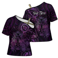 Personalised Polynesia Zodiac Virgo Cross Shoulder Shirt Galaxy Polynesian Pattern Chest Tattoo Style