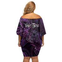 Personalised Polynesia Zodiac Virgo Family Matching Off Shoulder Short Dress and Hawaiian Shirt Galaxy Polynesian Pattern Chest Tattoo Style