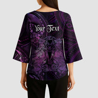 Personalised Polynesia Zodiac Virgo Kimono Sleeve Blouse Galaxy Polynesian Pattern Chest Tattoo Style