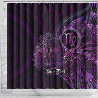 Personalised Polynesia Zodiac Virgo Shower Curtain Galaxy Polynesian Pattern Chest Tattoo Style
