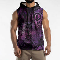 Personalised Polynesia Zodiac Virgo Sleeveless Hoodie Galaxy Polynesian Pattern Chest Tattoo Style