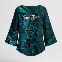 Personalised Polynesia Zodiac Sagittarius Kimono Sleeve Blouse Galaxy Polynesian Pattern Chest Tattoo Style