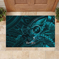 Personalised Polynesia Zodiac Sagittarius Rubber Doormat Galaxy Polynesian Pattern Chest Tattoo Style