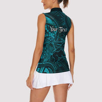 Personalised Polynesia Zodiac Sagittarius Women Sleeveless Polo Shirt Galaxy Polynesian Pattern Chest Tattoo Style