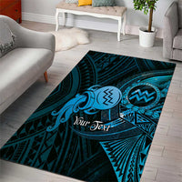 Personalised Polynesia Zodiac Aquarius Area Rug Galaxy Polynesian Pattern Chest Tattoo Style