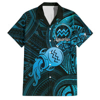 Personalised Polynesia Zodiac Aquarius Family Matching Off Shoulder Short Dress and Hawaiian Shirt Galaxy Polynesian Pattern Chest Tattoo Style