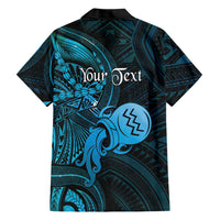 Personalised Polynesia Zodiac Aquarius Family Matching Summer Maxi Dress and Hawaiian Shirt Galaxy Polynesian Pattern Chest Tattoo Style