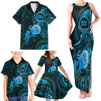 Personalised Polynesia Zodiac Aquarius Family Matching Tank Maxi Dress and Hawaiian Shirt Galaxy Polynesian Pattern Chest Tattoo Style