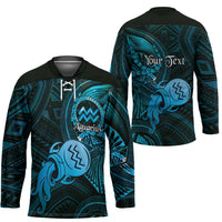 Personalised Polynesia Zodiac Aquarius Hockey Jersey Galaxy Polynesian Pattern Chest Tattoo Style