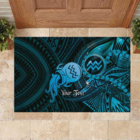 Personalised Polynesia Zodiac Aquarius Rubber Doormat Galaxy Polynesian Pattern Chest Tattoo Style