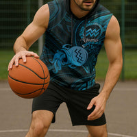 Personalised Polynesia Zodiac Aquarius Sleeveless Hoodie Galaxy Polynesian Pattern Chest Tattoo Style