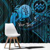 Personalised Polynesia Zodiac Aquarius Window Curtain Galaxy Polynesian Pattern Chest Tattoo Style
