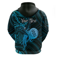 Personalised Polynesia Zodiac Aquarius Zip Hoodie Galaxy Polynesian Pattern Chest Tattoo Style
