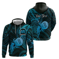 Personalised Polynesia Zodiac Aquarius Zip Hoodie Galaxy Polynesian Pattern Chest Tattoo Style