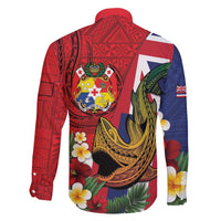 Hawaii And Tonga Family Matching Mermaid Dress and Hawaiian Shirt Shark Tattoo With Tongan Coat Of Arms LT14 - Polynesian Pride