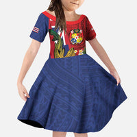 Hawaii And Tonga Family Matching Tank Maxi Dress and Hawaiian Shirt Shark Tattoo With Tongan Coat Of Arms LT14 Daughter's Dress Red - Polynesian Pride