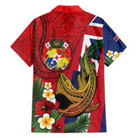 Hawaii And Tonga Family Matching Tank Maxi Dress and Hawaiian Shirt Shark Tattoo With Tongan Coat Of Arms LT14 - Polynesian Pride