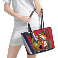 Hawaii And Tonga Leather Tote Bag Shark Tattoo With Tongan Coat Of Arms