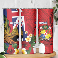 Hawaii And Tonga Skinny Tumbler Shark Tattoo With Tongan Coat Of Arms LT14 - Polynesian Pride