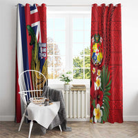 Hawaii And Tonga Window Curtain Shark Tattoo With Tongan Coat Of Arms