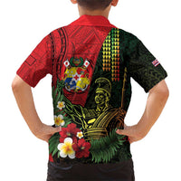 Hawaii And Tonga Family Matching Short Sleeve Bodycon Dress and Hawaiian Shirt King Kamehameha Tribal Ngatu Pattern LT14 - Polynesian Pride