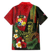 Hawaii And Tonga Family Matching Tank Maxi Dress and Hawaiian Shirt King Kamehameha Tribal Ngatu Pattern LT14 - Polynesian Pride