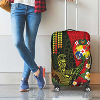 Hawaii And Tonga Luggage Cover King Kamehameha Tribal Ngatu Pattern