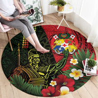 Hawaii And Tonga Round Carpet King Kamehameha Tribal Ngatu Pattern