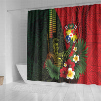 Hawaii And Tonga Shower Curtain King Kamehameha Tribal Ngatu Pattern LT14 - Polynesian Pride