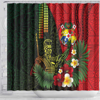 Hawaii And Tonga Shower Curtain King Kamehameha Tribal Ngatu Pattern LT14 - Polynesian Pride