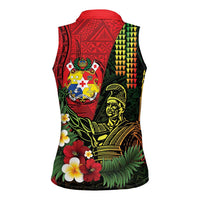 Hawaii And Tonga Women Sleeveless Polo Shirt King Kamehameha Tribal Ngatu Pattern
