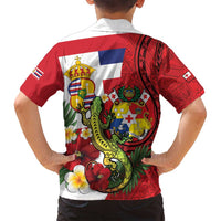 Hawaii And Tonga Family Matching Summer Maxi Dress and Hawaiian Shirt King Kalakaua Tribal Gecko Tongan Ngatu