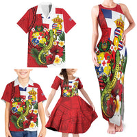 Hawaii And Tonga Family Matching Tank Maxi Dress and Hawaiian Shirt King Kalakaua Tribal Gecko Tongan Ngatu LT14 - Polynesian Pride