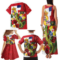 Hawaii And Tonga Family Matching Tank Maxi Dress and Hawaiian Shirt King Kalakaua Tribal Gecko Tongan Ngatu LT14 - Polynesian Pride
