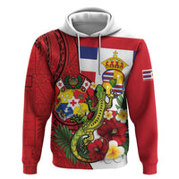 Hawaii And Tonga Hoodie King Kalakaua Tribal Gecko Tongan Ngatu LT14 Pullover Hoodie Red - Polynesian Pride
