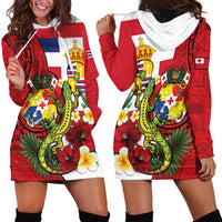 Hawaii And Tonga Hoodie Dress King Kalakaua Tribal Gecko Tongan Ngatu LT14 - Polynesian Pride
