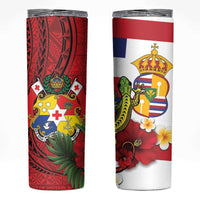 Hawaii And Tonga Skinny Tumbler King Kalakaua Tribal Gecko Tongan Ngatu LT14 Red - Polynesian Pride