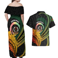 Personalised Vanuatu Independence Day Couples Matching Off Shoulder Maxi Dress and Hawaiian Shirt July 30 Pig Tusk Long God Yumi Stanap LT14 - Polynesian Pride