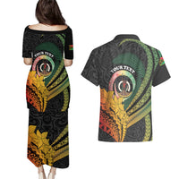 Personalised Vanuatu Independence Day Couples Matching Puletasi and Hawaiian Shirt July 30 Pig Tusk Long God Yumi Stanap LT14 - Polynesian Pride