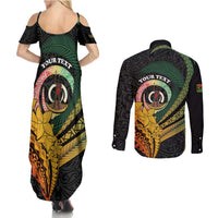 Personalised Vanuatu Independence Day Couples Matching Summer Maxi Dress and Long Sleeve Button Shirt July 30 Pig Tusk Long God Yumi Stanap LT14 - Polynesian Pride