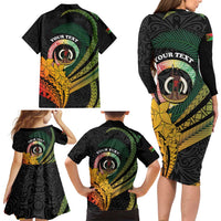 Personalised Vanuatu Independence Day Family Matching Long Sleeve Bodycon Dress and Hawaiian Shirt July 30 Pig Tusk Long God Yumi Stanap LT14 - Polynesian Pride