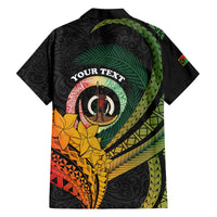 Personalised Vanuatu Independence Day Family Matching Off The Shoulder Long Sleeve Dress and Hawaiian Shirt July 30 Pig Tusk Long God Yumi Stanap LT14 - Polynesian Pride
