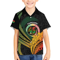 Personalised Vanuatu Independence Day Family Matching Off Shoulder Maxi Dress and Hawaiian Shirt July 30 Pig Tusk Long God Yumi Stanap LT14 Son's Shirt Black - Polynesian Pride